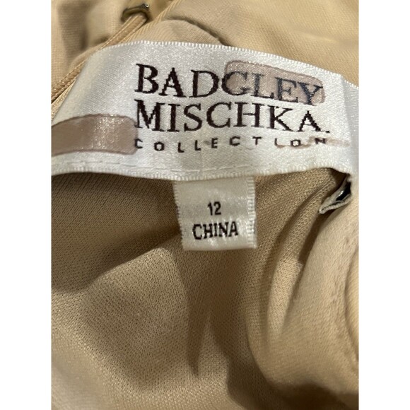 badgley mischka Gold Mix High Neck Gown Size 12 - Picture 7 of 12